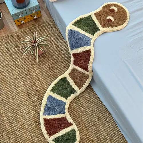 Soft Baby Nursery Rug Cute Rugs for Bedroom Girls Kids Rugs for Bedroom Toddler Soft Snake-Shaped Cute Rug Baby Room Decor, 47.2" x 13.8" (Colorful)