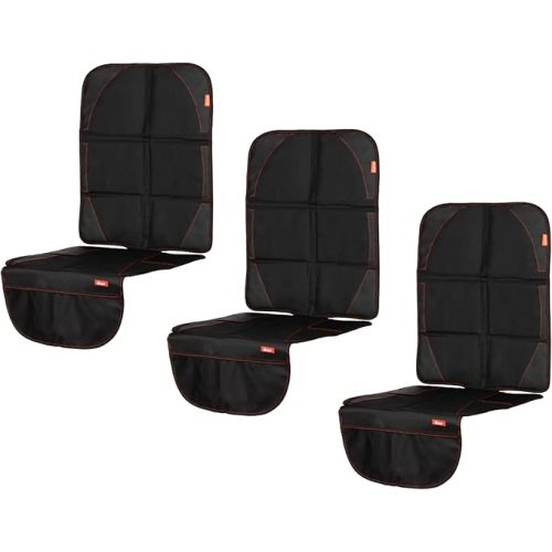 Diono Ultra Mat 3-Pack Complete Back Seat Upholstery Protection from Child Car Seats and Pets, Crash Tested, Premium Ultra Thick Padding, Durable, Water Resistant, Anti-Slip, 3 Mesh Storage Pockets