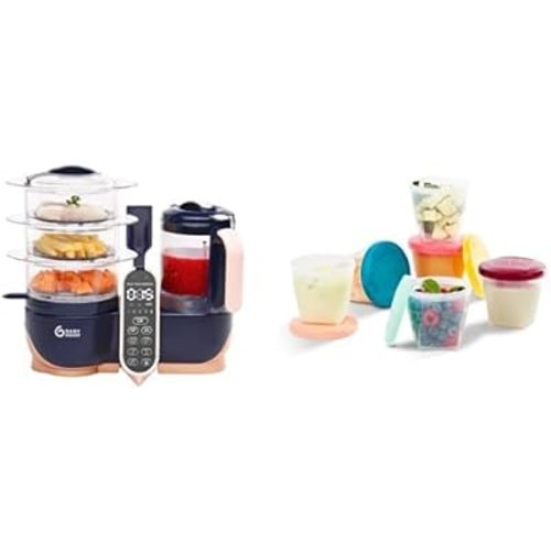 Babymoov Baby Food Maker & Storage Bundle – Duo Meal Station XL 6-in-1 Steamer Blender + 6 Glass Baby Food Jars