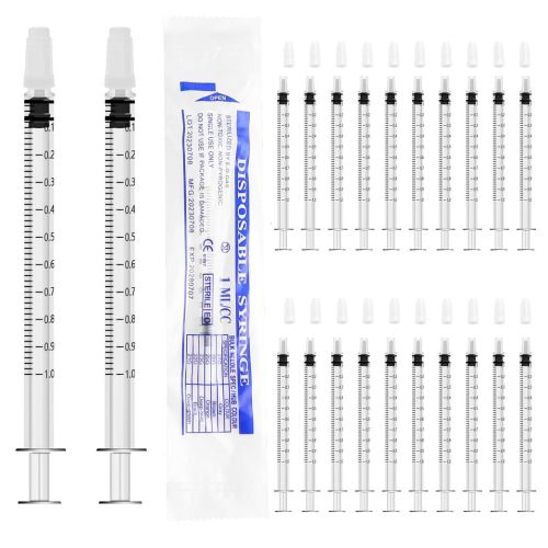 20 Pcs Colostrum Syringe,1ml Syringes with Cap No Needle Colostrum Collection Kit for Refilling and Measuring Liquids Colostrum Harvesting Scientific Labs Pet Feeding(White)