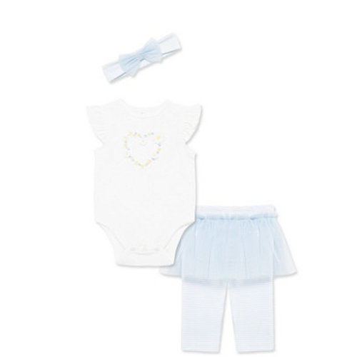 Baby Girls' Round Neck Bodysuit, Skeggings and Headband, 3-Piece Set