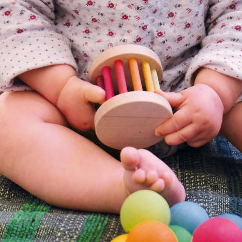 Wooden Mini Rolling Wheel Rattle – MamaOwl