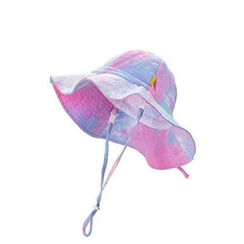 DASMINI Baby Girls Sun Hat Cute Flower Toddler Summer Outdoor Infant Beach Wide Brim Flowers and tie dye