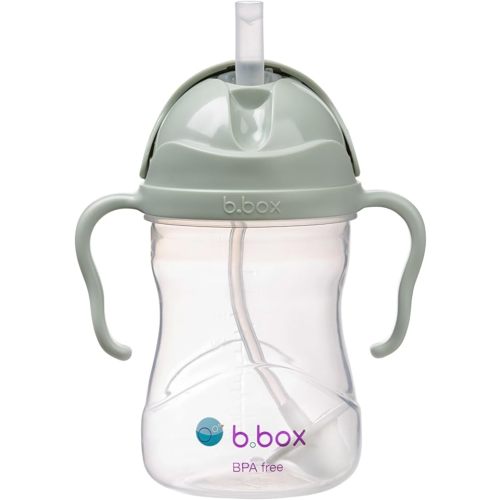b.box Sippy Cup with Weighted Straw, Leak & Spill Proof, Easy Grip, BPA Free, Dishwasher Safe, Sip from Any Angle. Ideal for Babies 6m+ to Toddlers. (Sage, 8oz)