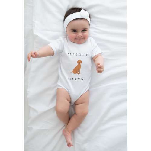 Vizsla Big Sister Baby Bodysuit - Dog Lover Baby Outfit, Vizsla Gift, Big Sister Announcement