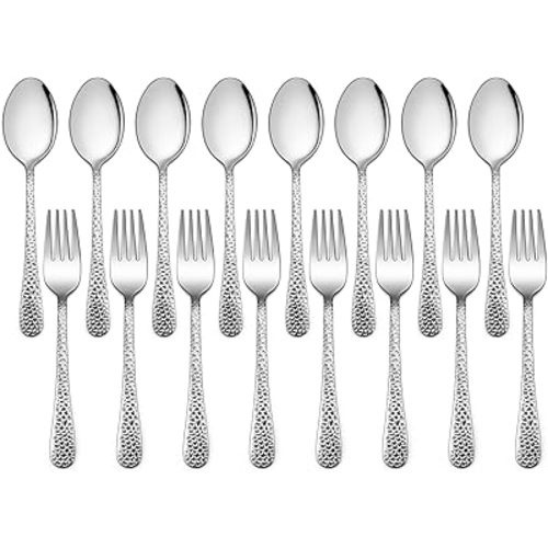 LIANYU 16-Piece Kids Silverware Set, Includes 8 Kid Spoons, 8 Kid Forks, Stainless Steel Toddler Utensils Children Flatware Set, Child Preschooler Cutlery Set, Dishwasher Safe