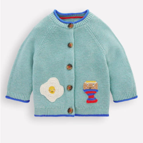Cotton Logo Cardigan-Aquifer Dippy Eggs (6-9 mos)