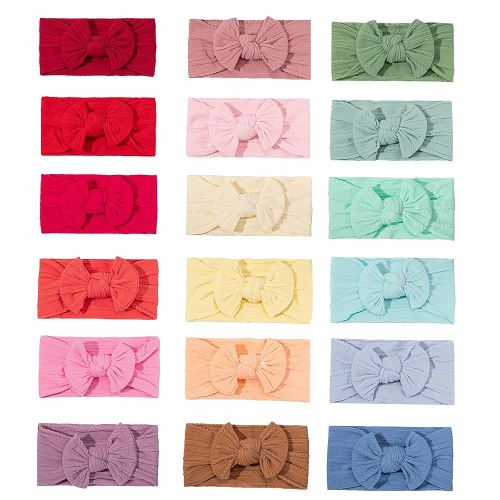 18PCS Baby Soft Nylon Headbands Hairbands With Hair Bows,Elastics Head Wrap Hair Accessories for Newborn Baby Girls Infant Toddlers Kids (ONE SIZE FIT ALL)