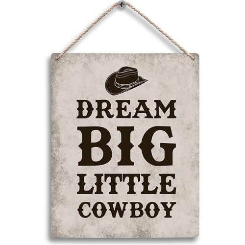 Western Boy Nursery Wall Decor Hanging Wooden Signs 12x6, Western Nursery Decor, Cowboy Nursery Decor, Western Cowboy for Home, Dream Big Little Cowboy Gifts for Little Boy