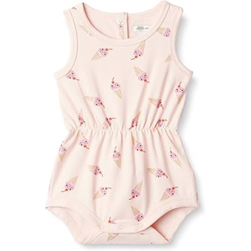 Amazon Essentials x Sofia Grainge Baby Girls' Lightweight French Terry Sleeveless Shorts Romper