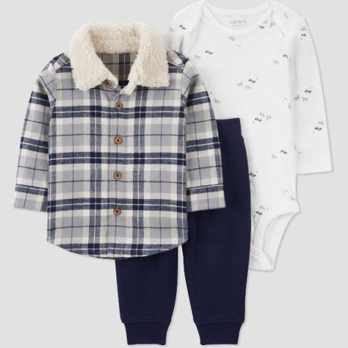 Carter's Just One You®️ Baby Boys' Button-down Top & Bottom Set - Gray/blue 3m