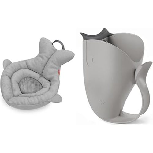 Skip Hop Soft Sink Baby Bath Tub and Rinse Cup, Moby Grey, 0-6 Months