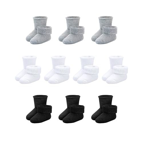 Baby Socks Newborn Terry Cotton Ankle Crew Socks 0-3 Months Girls Preemie Turn Cuff Infant Sock 10 Pairs