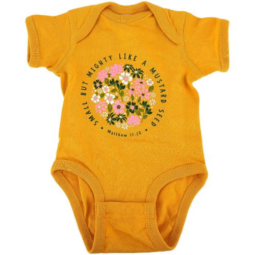 Small But Mighty Mustard Seed Onesie, NB-12MO