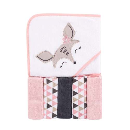 Luvable Friends Hooded Towel with Five Washcloths, Deer
