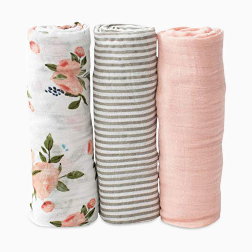 Cotton Muslin Swaddle 3 Pack - Watercolor Roses (2017)