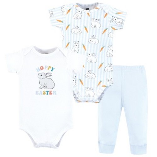 Hudson Baby Unisex Cotton Bodysuit and Pant 3pc Set, Hoppy Easter, 3-6 Months