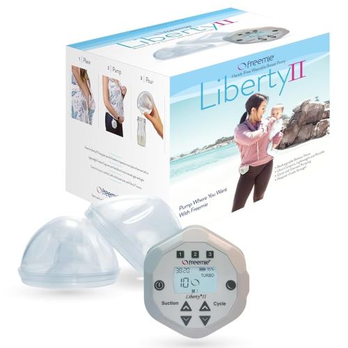 Freemie Liberty II Deluxe Hands-Free Wearable Breast Pump System for Discreet Pumping | Quiet Rechargeable Mobile Breast Pump | Ultra-Lightweight in-Bra Cups, 25mm & 28mm Breast Flanges Included