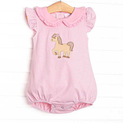 Giddy-Up Gallop Applique Bubble, Pink Stripe – Stitchy Fish