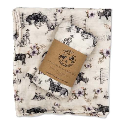 Western Serenity Bamboo Muslin Swaddle – Cowkid Clothing Company
