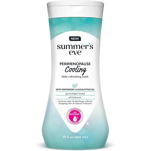 Summer's Eve Perimenopause Cooling Wash, Cooling pH-Balanced Formua with Eucalyptus to Remove Odor, 15 Fl Oz