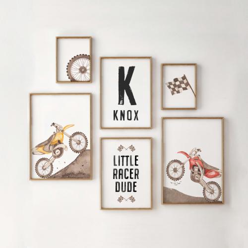 Motorbike Nursery Art Print Set: Little Racer Dude, Boys Room Decor