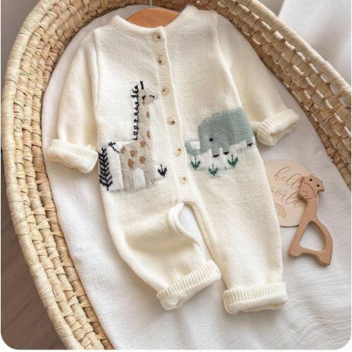SHEIN Newborn Baby Girl Cute Cartoon Print Long Sleeve Jumpsuit, Fall/Winter