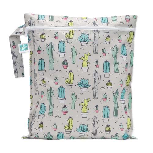 Reusable Wet Bag, Travel Bag, Waterproof Fabric – Cactus | Bumkins Baby