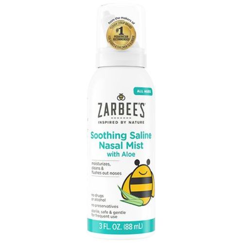 Zarbee's Soothing Saline Nasal Mist With Aloe For All Ages Fragrance-Free