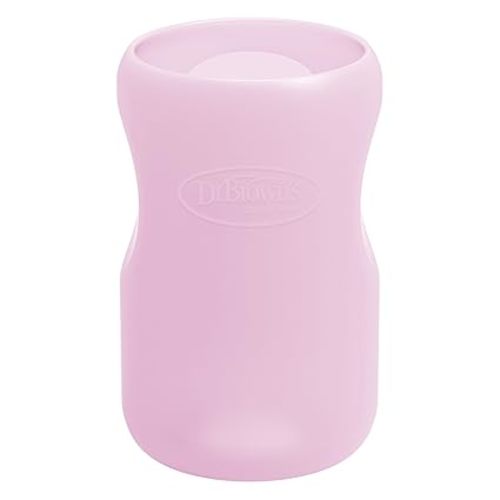 Dr. Brown's Options+ Wide-Neck Glass Bottle Sleeve, 100% Silicone, Pink, BPA-Free, 9 oz, 1-Pack