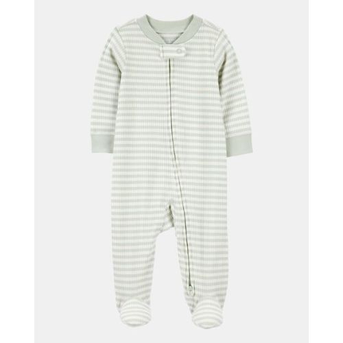 Baby Boy Striped 2-Way Zip Ribbed Sleep & Play Pajamas - Green/White - Carter's | Carter's