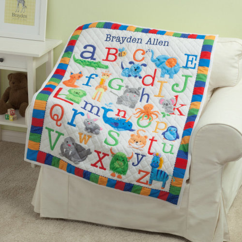 Zoomie Kids Kistner Personalized ABC Baby Quilt Primary Colors & Reviews | Wayfair