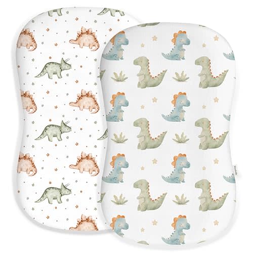 Baby Lounger Cover 2 Pack, Infant Lounger Cover, Tiny Dinos | 31.5'' x 21.6'', Soft, Breathable & Stretchy, Fits Most Baby Lounger Pillows, Envelope Closure, Covers Only, Tiny Dinos
