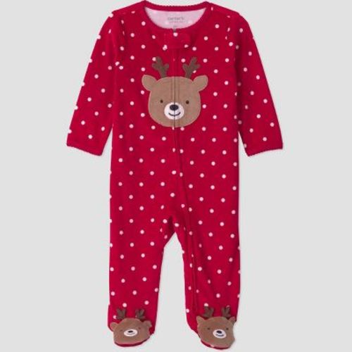 Carter's Just One You® Baby Girls' Polka Dot Reindeer Sleep N' Play - Red Newborn