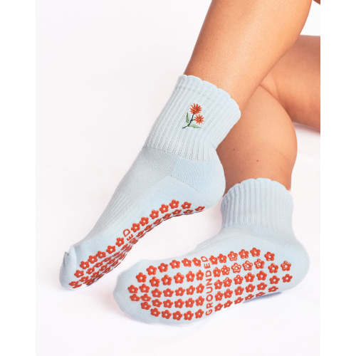 Baby Blue Flower Grip Socks