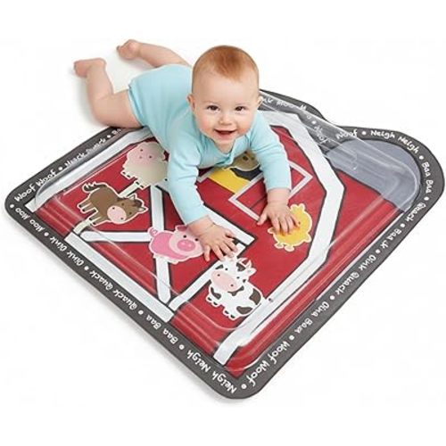 Tummy Time Mat Premium Inflatable Big Red Barn Farmer Toy Tummy Time Water Mat with Stimulation Toys Promoting Muscles Development and Motor Skills in Infants and Toddlers