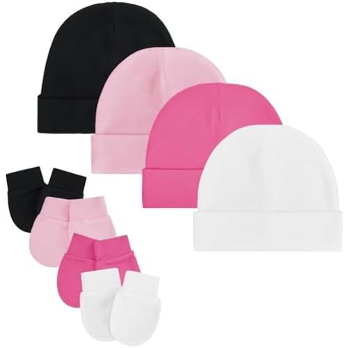 Zando Baby Hats and Mittens Newborn Hospital Hat Essentials Warm Knit Beanie Safety Anti-Scratch for Boys Girls 0-6M