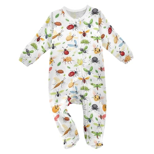 Baby One-Piece Footies Hockey Ball Blue Sleeper Pjs Footed Bodysuit Rompers Zipper for Boys Girls 3M