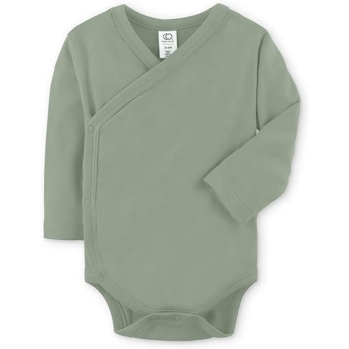 Colored Organics Baby Organic Cotton Kimono Bodysuit - Long Sleeve Infant Side Snap One Piece - Boys and Girls Clothing