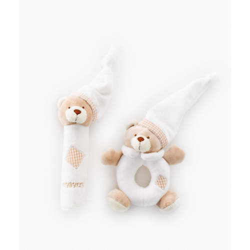 Bear Squeaker & Rattle Set | Beige & White