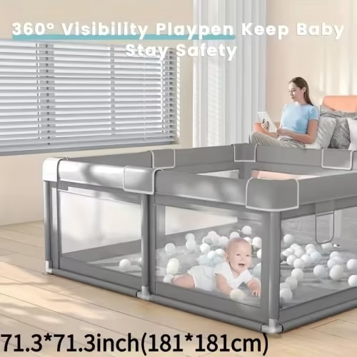 71x71 inch beige playpen babies a secure - Temu