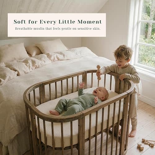 Coreeky 3 Pack Cotton Muslin Baby Bassinet Fitted Sheet for Bedside Sleeper