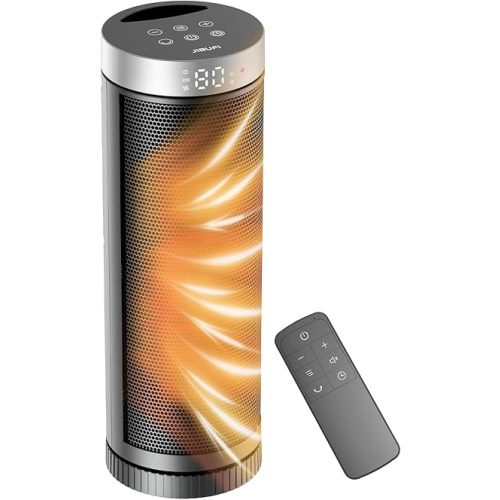 Ceramic Space Heater, Portable Indoor Heater with Remote Control, Three Heating Modes, Overheat and Tip-Over Protection, Suitable for Home, Bedroom, and Office Indoor Use