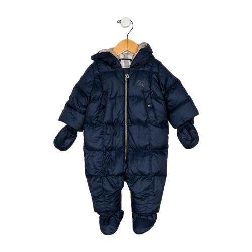 Blue puffer one-piece zip up suit