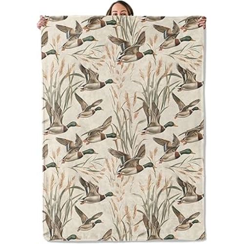 Duck Gifts, Mallard Duck Blanket for Adults Women Kids, 40x50 in, Cozy Fuzzy Warm Soft Throw Blankets for Bedroom, Camping, Couch, Decor