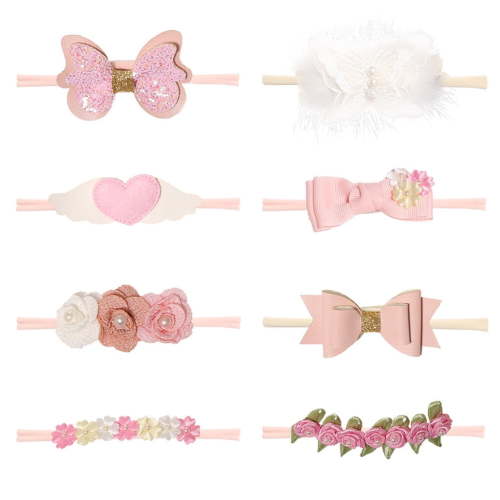 8Pcs Baby Flower Headband Lovely Bow Hairband Hair Accessory for Newborns Infant