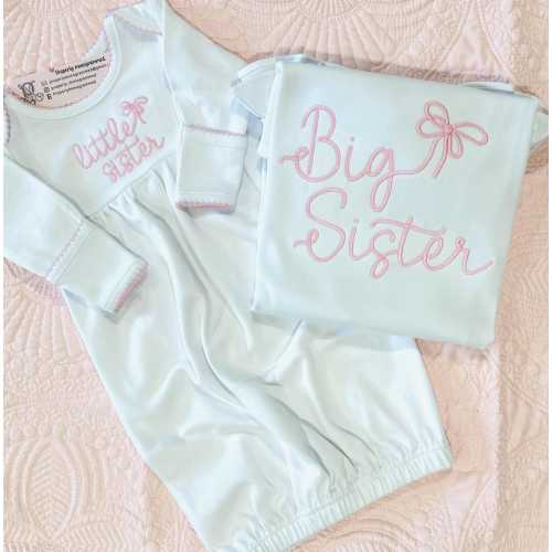 Personalized Big Sister Shirt or Little Sister Gown: Matching Sibling Set