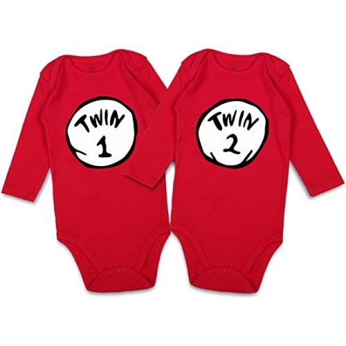 Amazon.com: DEFAHN Newborn Twins Baby Boy Girl Bodysuit, 2 Pack Funny Letter Printed Rompers Twin Matching Clothes Outfits (TWIN1-2 Long Sleeve Red, 3-6 Months): Clothing, Shoes & Jewelry