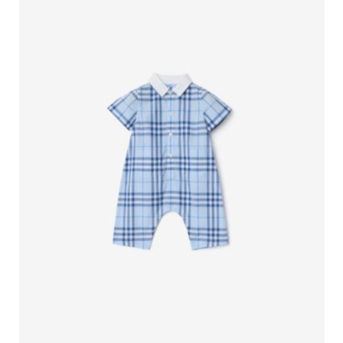 Check Cotton Playsuit in Ice blue - Children | Burberry® Official
