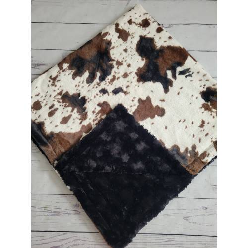 Western Farm Cow Baby Blanket, Boy Minky Blanket, Baby Shower Gift, Personalized Baby Blanket